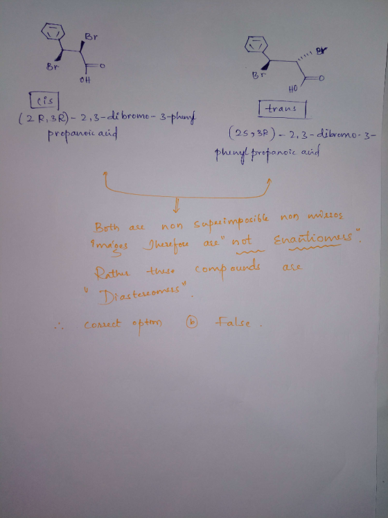 96 Br Br Cis (2 R, 3R)-2,3-dibrome- 3-phun propancic aud trans (2533P)-2,3-dibremo- 3- phmyl protanote asid non sapeuimpoci6l