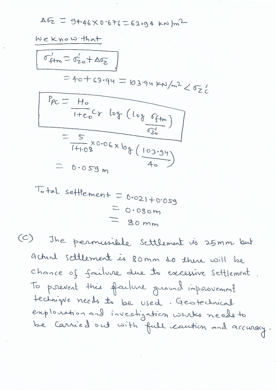 A62 = 94-46 X 0.676=63094 kN]m2 We know that oftm = 6żotar =40+ 63.94 = 103.94 kN/m² <ozó Ppc = Ho Iteo teor log (log oftm =