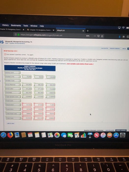 History Bookmarks Tools Window Help agter 10: Budgetary Corec N! chapter 10: Budgetary Contro >< wleypus 80% S Weygandt, Mana