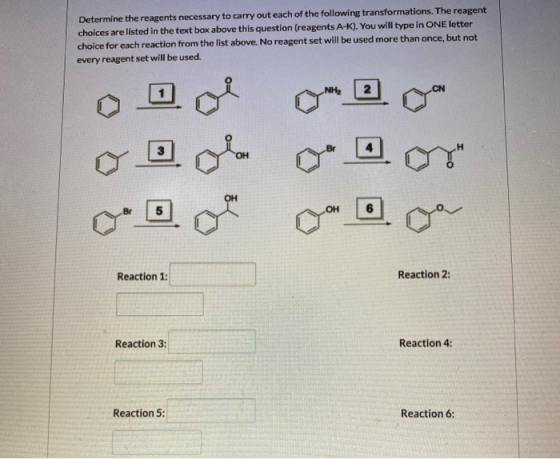 Determine the reagents necessary to carry out each of the following transformations. The reagent choices are listed in the te