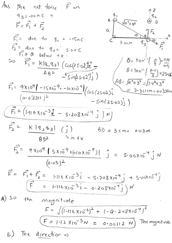 a 32 a. F-duc o F, = , due to q,- 3. oum 3 s. on C Fiつよ below +x. 2 o03311 В D2 In X : O 6i + S.uoXiO J e) The directon)