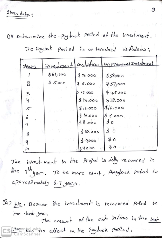 0 9Men data Deten mine e invest men The Poyk Pent od i deemined As Aoloos ed Tn 3 3.00o 32,oo o $l«.ooo $16.000 48. o o, oO lo The inveol ment in the Prefect is Jlk re coere To be more efa4 1凸 re covered cn B ecause e tnVestmen the lost yean, he eHtect on the ayhack Peno d CamScanner