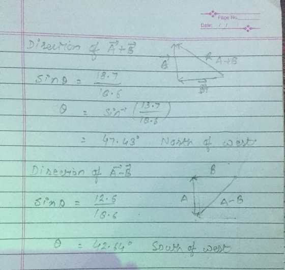 Page No Date Dieerion d 18.7 SinD 10 6 13.7 Sin 78-3 47.43 Nath a Dineron 12.6 I8.6 A-6