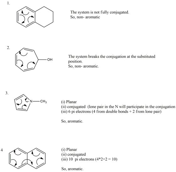 The system is not fully conjugated. So, non- aromatic —OH The system breaks the conjugation at the substituted position. So,