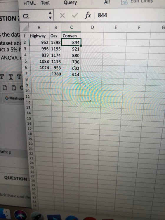 HTML Text Query All La Edit Links X & fx 844 STION C2 A B C D E F s the date 1 Highway ataset ab 2 uct a 5% F 3 ANOVA, 5 6 4