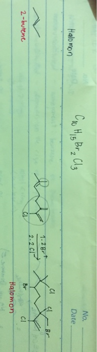 Halomon R. No. Date Co His Br₂ Cl₂ لم 2-butene Halomon