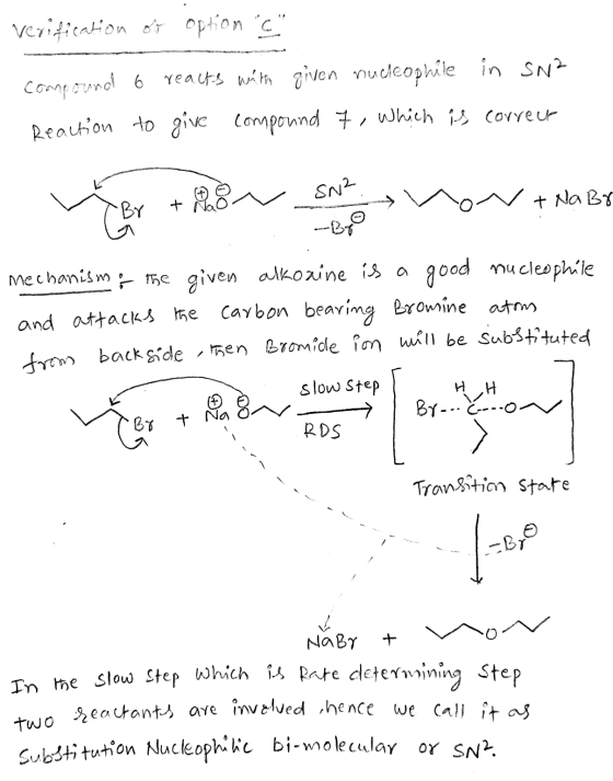 verification of option s compound 6 reacts with given nucleophile in SN2 Reaction to give compound 7, which is correup 7 Br
