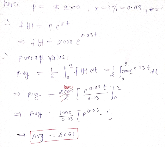 No p = $ 2000 ; y =30% = 0.03 , toner = f(H = 2000 Average value, Aug = fH) at = sa fie pe oog tot => Argo = come to = Aug