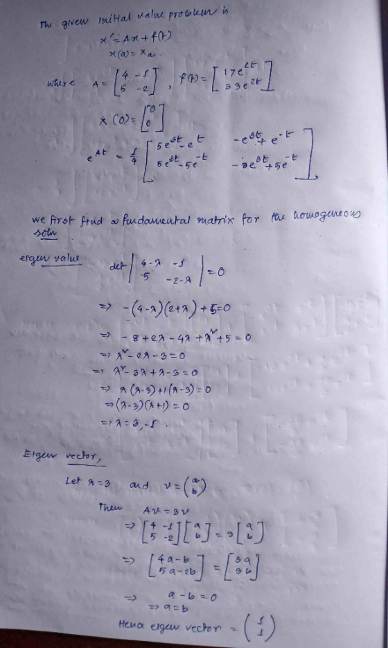 The givew mitial valve problem is AR+FO) K na=na. 14-5T 15-2) where A- T 174 1 22362r| *00=1] att -estett he we betaget -Det