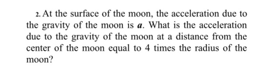 At the surface of the moon, the acceleration due t