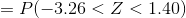 =P(-3.26<Z<1.40)