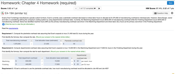 Homework: Chapter 4 Homework (required) Save Score: 0.82 of 1 pt 1 of 7 (7 complete) HW Score: 97.4%, 6.82 of 7 pts 2x E4-19A