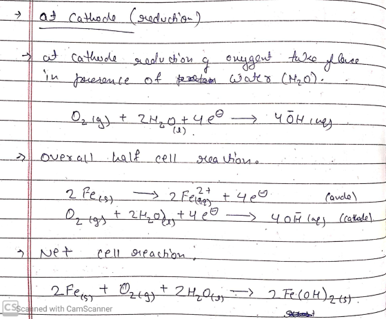 lat cathode reduction) Lait Catherde reduction e onggent tuke fleuce in foresence of proton water (120) Oz (g) + 2H 0 + 40 4O