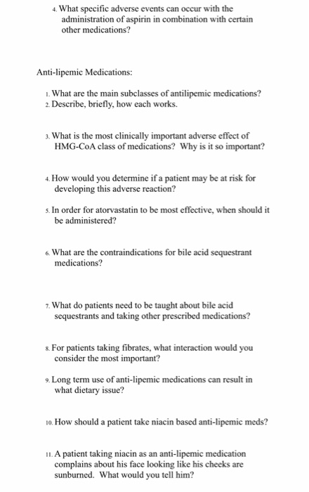 4. What specific adverse events can occur with the administration of aspirin in combination with certain other medications? A