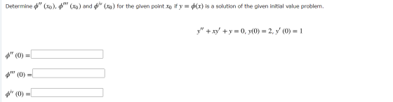 0 (0) Determine (xo), (x0) and piv (xo) for the given point xo if y = P(x) is a solution of the given initial value prob