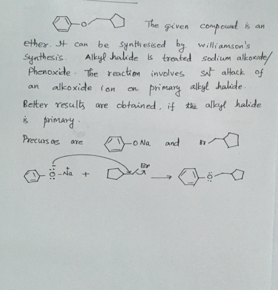 COM OUM аи Do The given compound is an ether. It can be synthesised by Williamsons Synthesis Alkyl halide is treated sodium