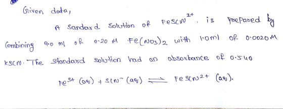 Grivon doto, ASardox d. Solution op Fescvo is PoePabed Combining o 2 Fe(w)i om o0020M
