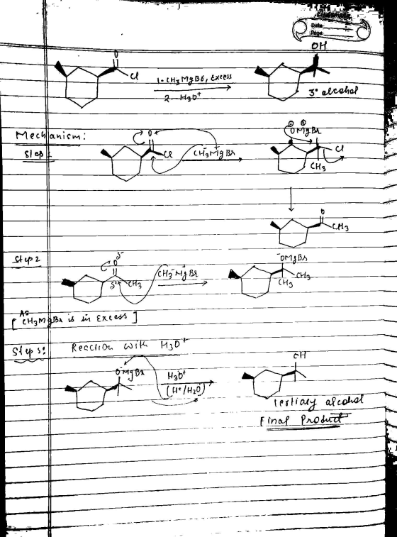 OH 1. (Hz Mg B&, excess 3. alcohol Mechanismi OM BA Slept Clariga ce tu CH3 -CH3 Step 2 Гом, В. (CH₃ Nigar -Hz TH3 As ( CH₂ m