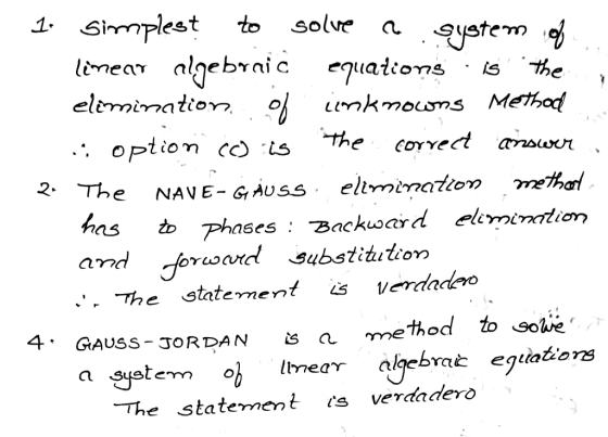 , Simplest to solve . system olve a system j lƯnea.al. ebraic eN(atoms.is.te has and -kYward substituto The statemen! is verd