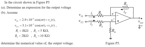 In the circuit shown in Figure P5 (a). Determine an expression for the output voltage (b). Assume si .910 cos(or)+v,). vs 3.1
