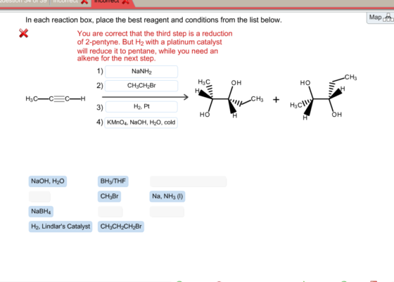 In each reaction box, place the best reagent and c