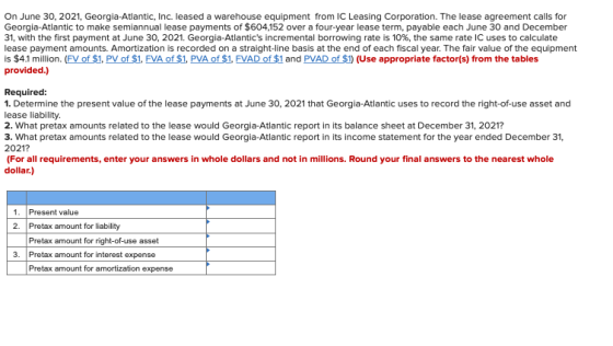 On June 30, 2021, Georgia-Atlantic, Inc. leased a warehouse equipment from IC Leasing Corporation. The lease agreement calls