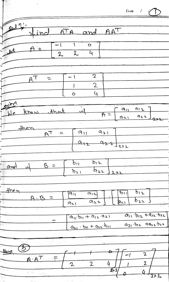 Dute. / ben find ATA AIA and and AAT -1 ht 2 2 J 2 АТ 1 2 4 ex toy au ar2 We know know that 31 Aa f a21 922 272 then AT = au