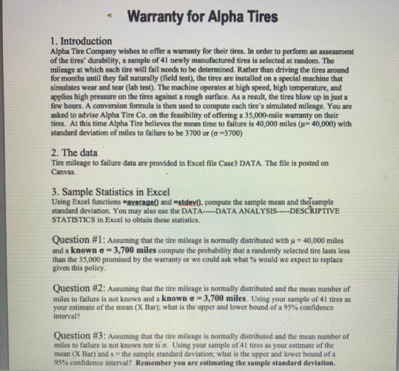 Warranty For Alpha Tires 1 Introduction Alpha Tire Company Wishes To Offer A Warranty For Their