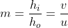 m = \frac{h_{i}}{h_{o}}= \frac{v}{u}