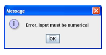 Message x Error, input must be numerical OK