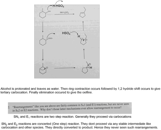 H-HSO4 OH M H,SO HSO4 H H Alcohol is protonated and leaves as water. Then ring contraction occurs followed by 1,2 hydride shi