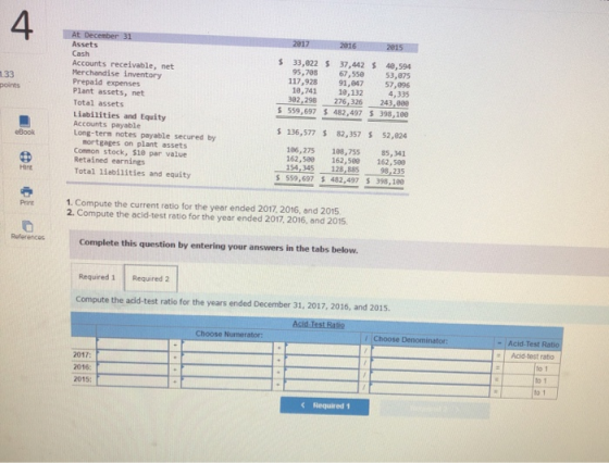 2817 2016 2015 1.33 points At December 31 Assets Cash Accounts receivable, net Merchandise inventory Prepaid expenses Plant a