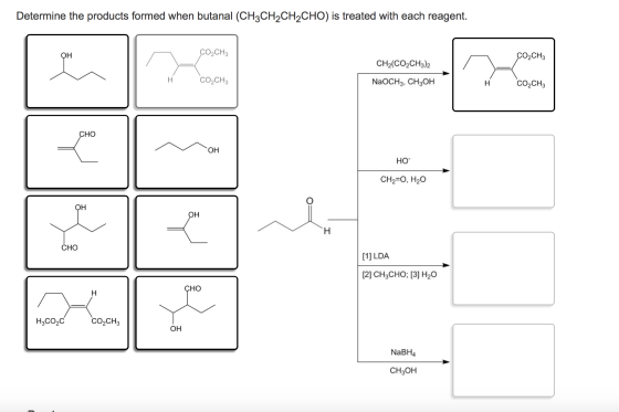 Determine the products formed when butanal (CH_3CH
