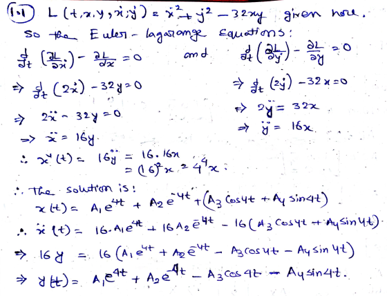 at 11 L (trays;ý) : 2 8² + y² - 32ny given here. so the Euler- lagarange Equations: (2) - Baterie and. (342) - oby => J (2x)