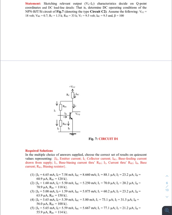 Statement: Sketching relevant output (Vele) characteristics decide on Q-point coordinates and DC load-line details: That is,