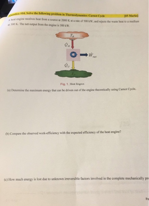 Solve the following problem in Thermodynamics: Car