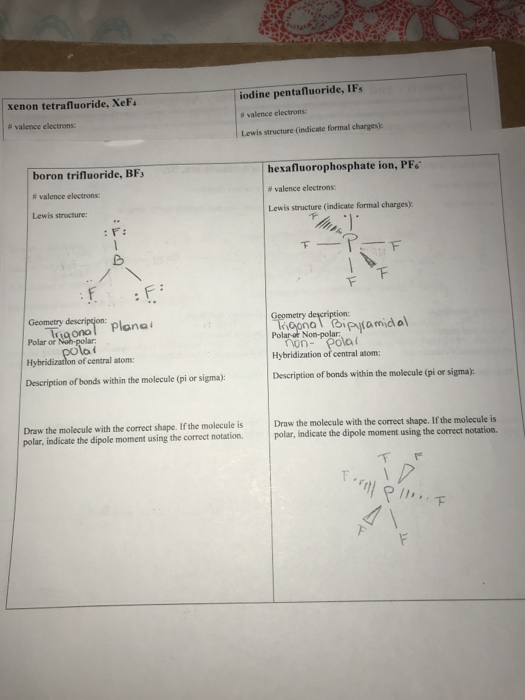 iodine pentafluoride, IFs xenon tetrafluoride, XeF. #valence electrons valence electrons: Lewis structure indicate formal cha