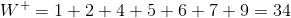 w +=1+2+4+5+6+7+9 = 34
