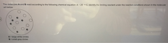 The molecules A and Breact according to the following chemical equation: A + 2B + C. Identify the limiting reactant under the