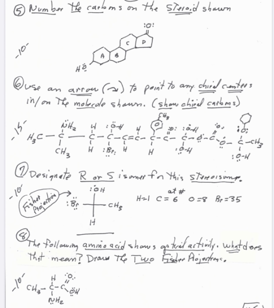 Number the carbons on the steroid shawn -10- 100 an arron -51 use .(a) to point to any. chird centers in/ on The molecole sho
