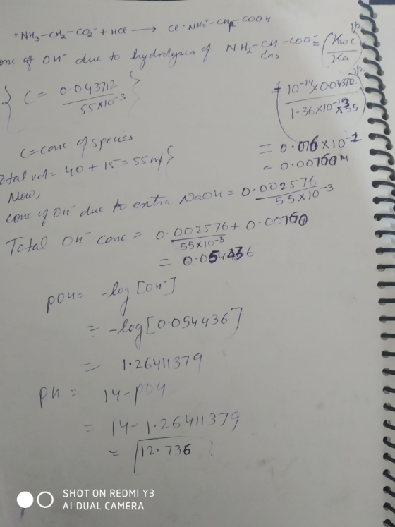 ans Ira 55X10-3 + NH₃-CH2-CO + He ce-nut Cup Coon one of on due to hydrolysis of NH₃-cu-c00a (Krocla 2 (= 0.043712S ¥10-1400