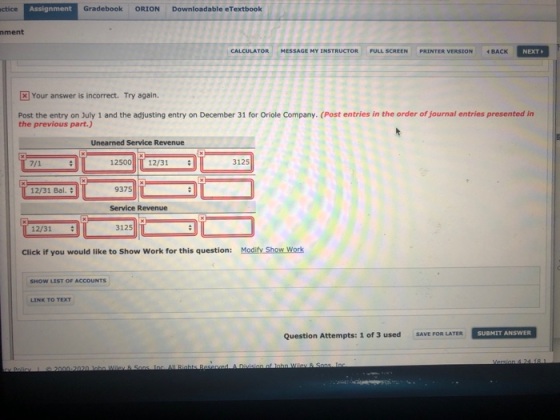 actice Assignment Gradebook ORION Downloadable eTextbook nment INSTRUCTOR FULL SCREEN 8 PRINTER VERSION BACK NEXT x Your answ