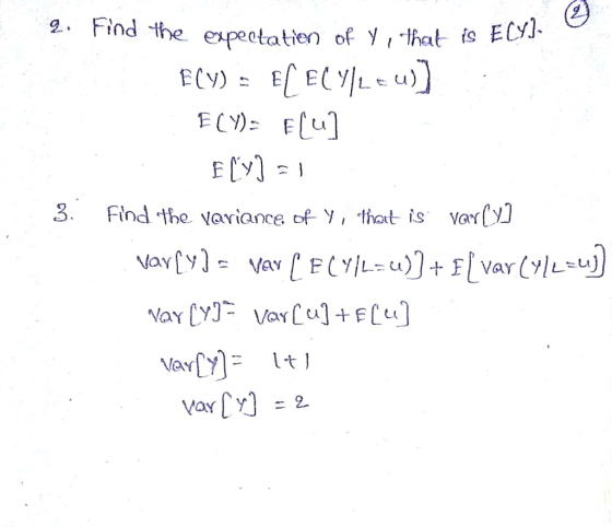 Find the expectatien of , hat ts Eyl 2 E0% ELI 3. Find the variance of Y, thats Na