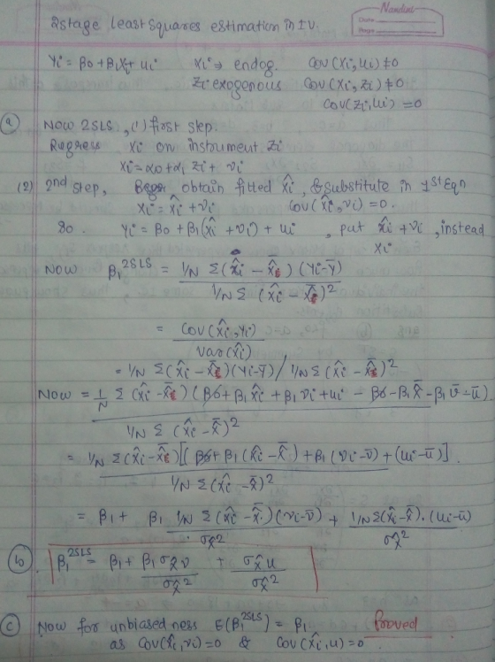 Nandu stage Least Squanes estimation t 2SLS 呅2