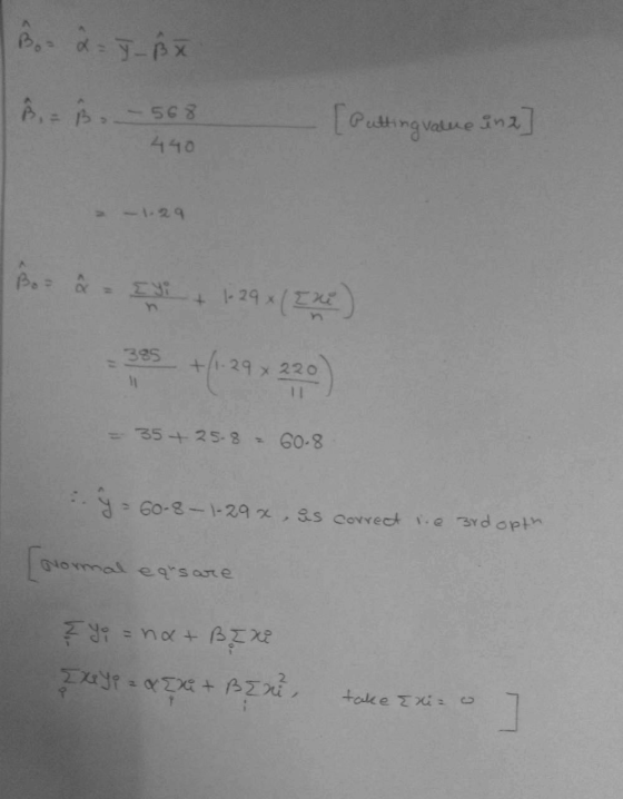 1 - 2 = 7 -ßx I Å= ß. - 568 440 Putting value ina] -1.29 Bo= â = I Yi + 1.29x/2x) 385 -395 +1.29 x 220) 220 = 35+25.8 = 60.8