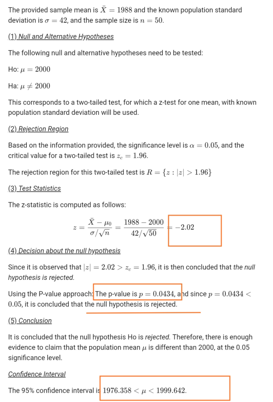 The provided sample mean is X = 1988 and the known population standard deviation is o 42, and the sample size is n= 50. - (1)