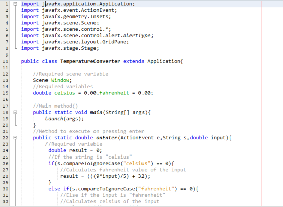 1 2 3 4 5 ç import juvafx.application. Application; import javafx.event. ActionEvent; import javafx.geometry.Insets; import j