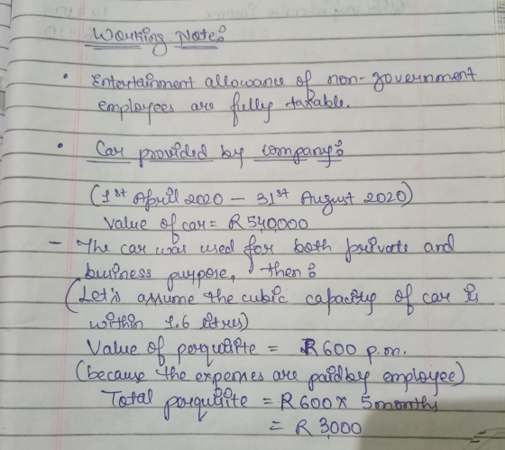 au fully tarable 3184 August working Note: Entertainment allowance of non-government . employees Cay provided by companys ( 1