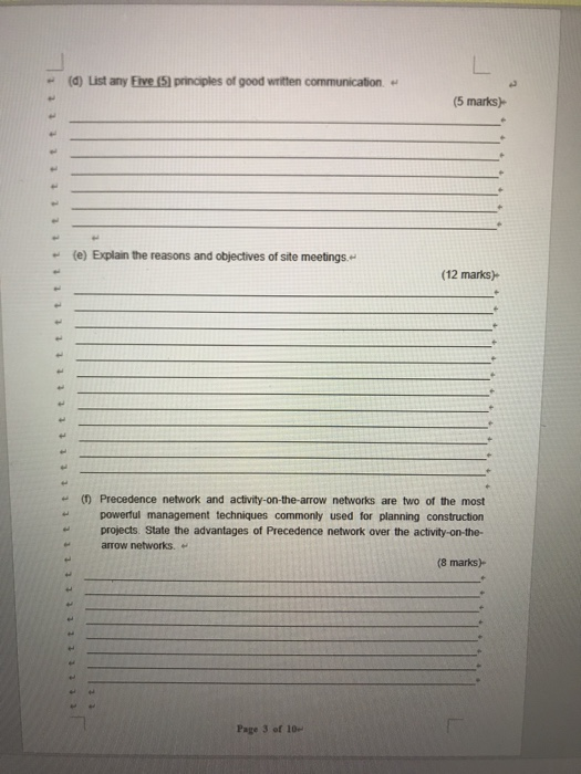 (d) List any Five 15 principles of good written communication (5 marks) ttttttttttttttttttttttt (e) Explain the reasons and o