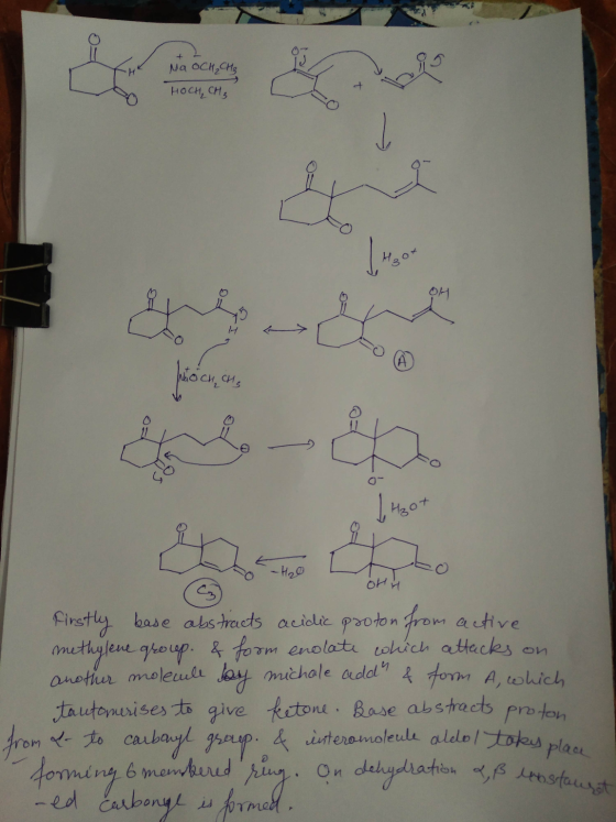 MA OCH₂ CH₂ HOCH, CH₃ bioco, con - Hoo OHH Firstly base abstracts acidic proton from active methylene group. & form enolate w